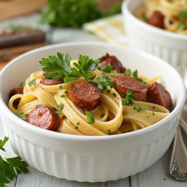 Smoked Sausage and Pasta Recipes Made Easy 6 one-pan smoked sausage and pasta recipe with penne and parsley