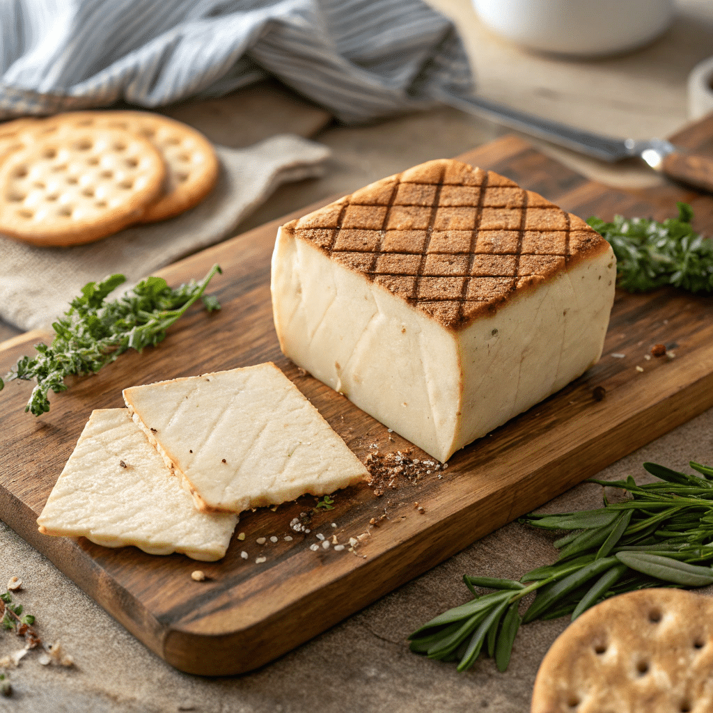 The Best Smoked Cream Cheese Recipe for Parties 5 moked cream cheese on wooden board with crackers