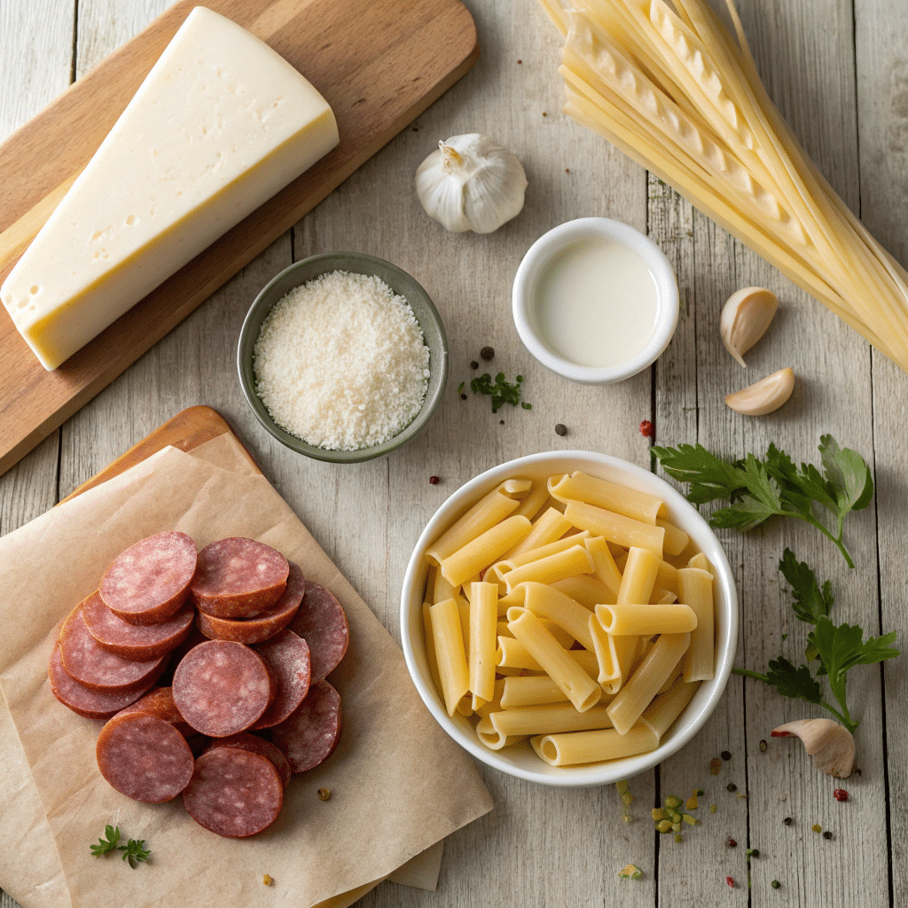 Smoked Sausage Alfredo Pasta - How To Make Esay 7 Ingredients for smoked sausage Alfredo pasta recipe