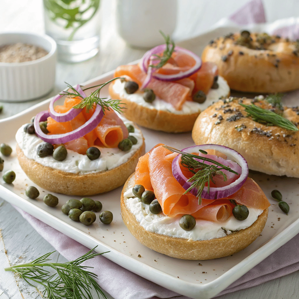 How to Make the Perfect Smoked Salmon Appetizer at Home 7 smoked salmon appetizer with cream cheese on mini bagels