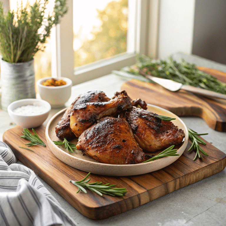 How to Smoked Chicken Thighs Perfectly Every Time 6 Smoked chicken thighs served hot with classic BBQ sides