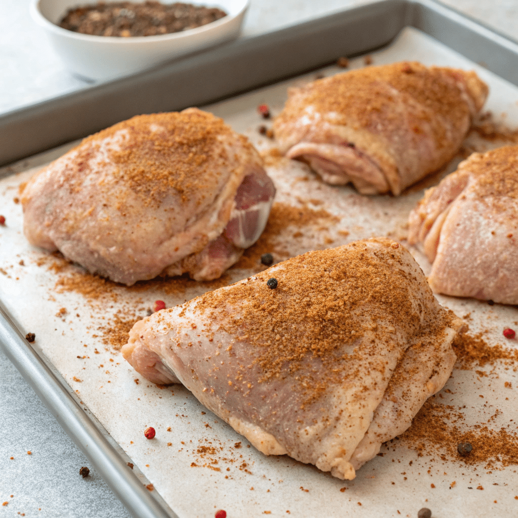 How to Smoked Chicken Thighs Perfectly Every Time 7 Seasoning raw chicken thighs before smoking