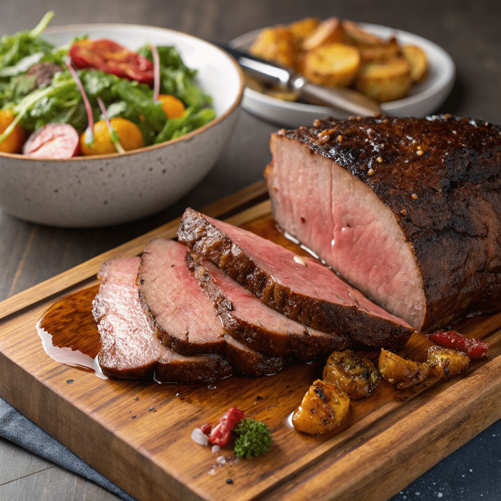 Smoked Beef Roast: How To Make A Tender At Home 8 Juicy sliced smoked beef roast served on cutting board