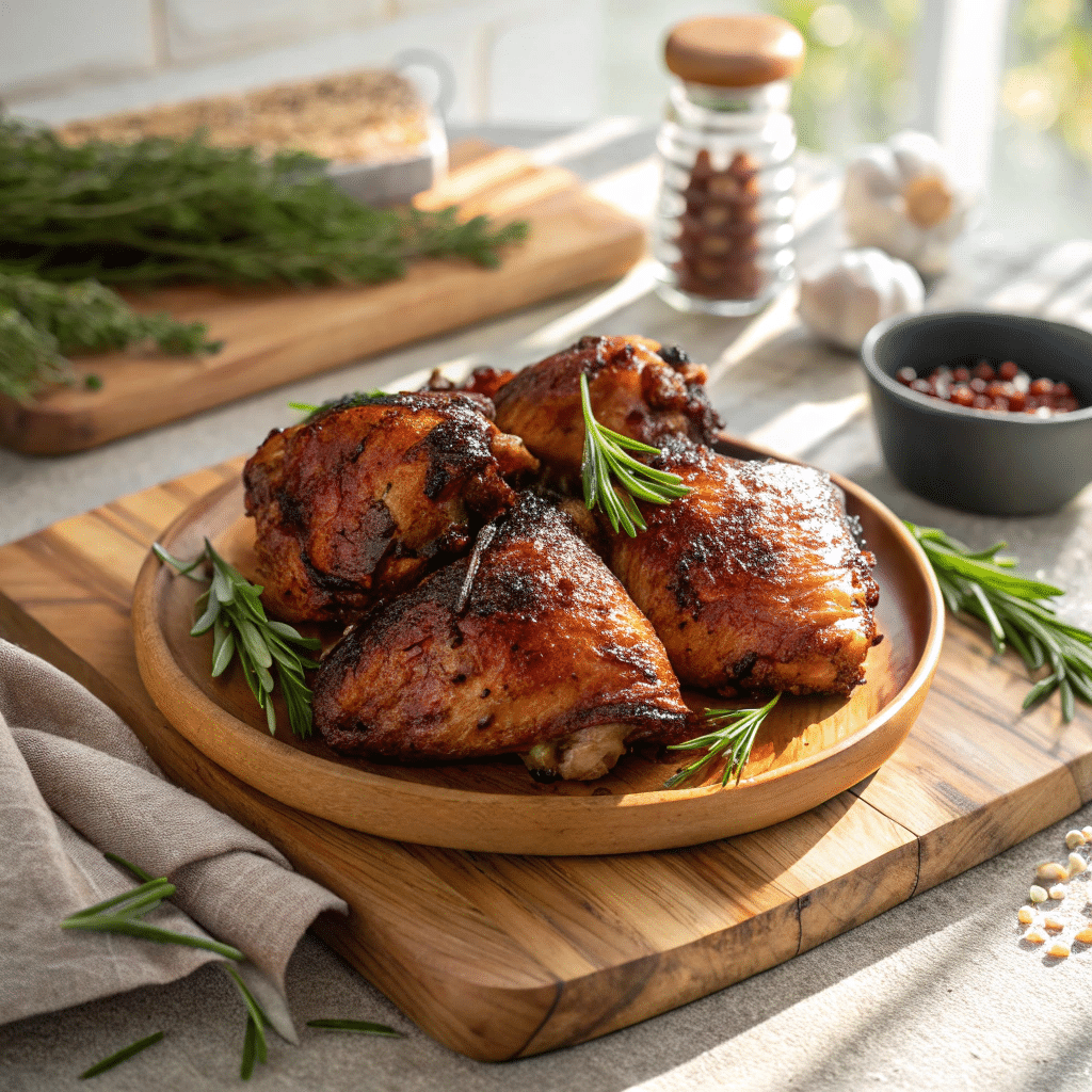 How to Smoked Chicken Thighs Perfectly Every Time 5 Smoked chicken thighs served hot with crispy skin
