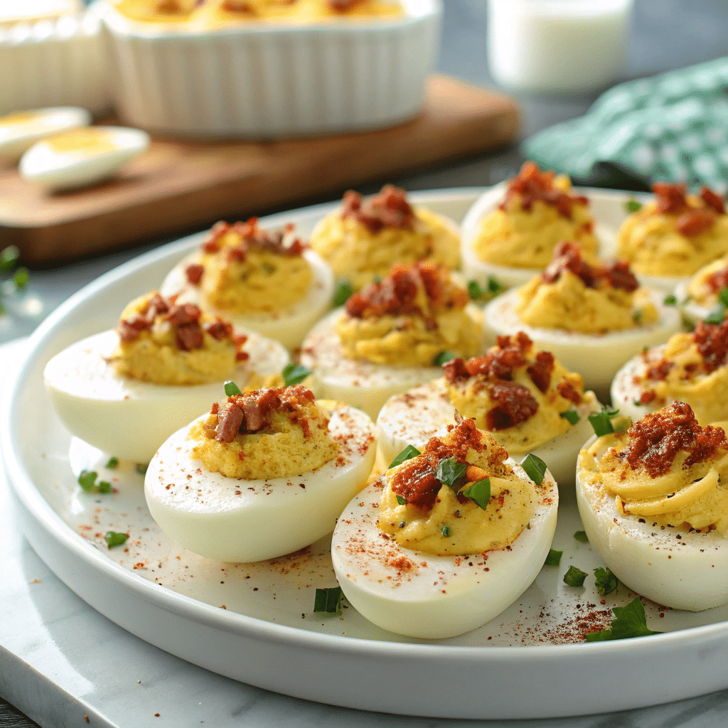 Smoked Deviled Eggs: How To Smoke And Serve Like A Pro 5 Smoked deviled eggs served on rustic plate