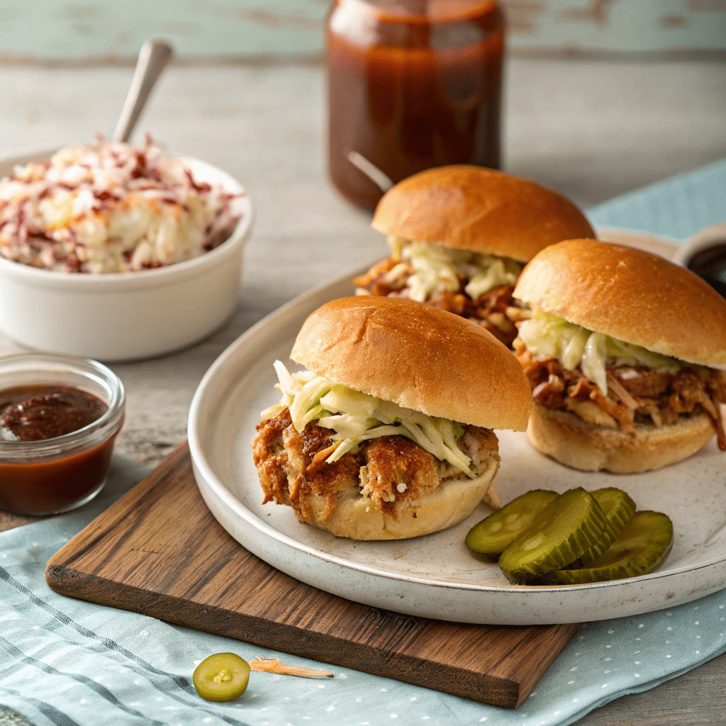 How to Make Smoked Pulled Chicken at Home (Easy Step-by-Step) 8 BBQ smoked pulled chicken sliders with coleslaw